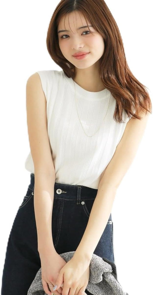 Lope Picnic GDM14540 Women's Knit Pullover, Back Pearl Knit Pullover, 2-way, UV Protection, Machine Washable, Cool Touch