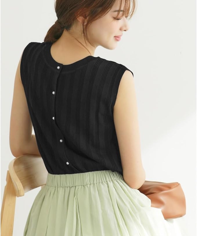 Lope Picnic GDM14540 Women's Knit Pullover, Back Pearl Knit Pullover, 2-way, UV Protection, Machine Washable, Cool Touch