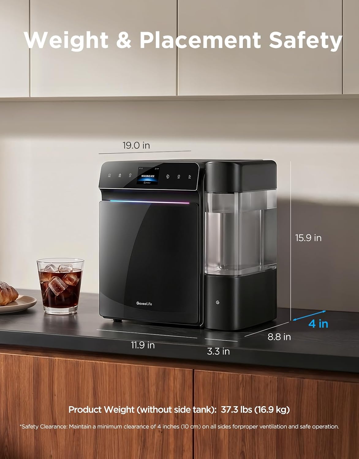 Smart Countertop Ice Maker 2 Pro, 3-Minute Fast 9 Ice Cubes with 3 Size, 47lbs Daily, 40dB Quiet, Smart Pre-Cooling, App & Voice Control, Self-Clean, Dual Water Tanks for Home, Coffee, Party