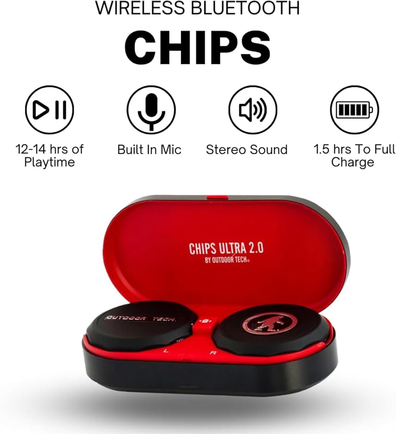 Outdoor Tech - Chips Ultra 2.0 Headphones - True-Wireless Bluetooth Helmet Speakers for Skiing Snowboarding Biking and Power Sports