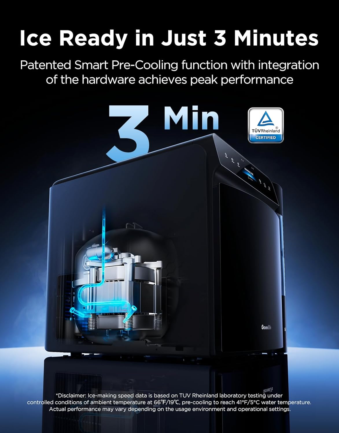 Smart Countertop Ice Maker 2 Pro, 3-Minute Fast 9 Ice Cubes with 3 Size, 47lbs Daily, 40dB Quiet, Smart Pre-Cooling, App & Voice Control, Self-Clean, Dual Water Tanks for Home, Coffee, Party