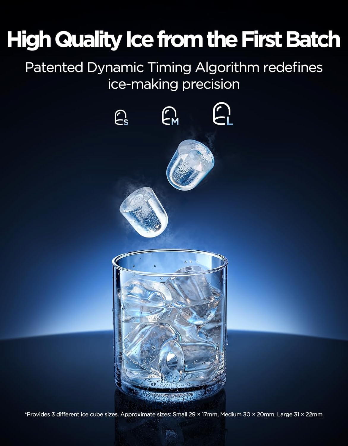 Smart Countertop Ice Maker 2 Pro, 3-Minute Fast 9 Ice Cubes with 3 Size, 47lbs Daily, 40dB Quiet, Smart Pre-Cooling, App & Voice Control, Self-Clean, Dual Water Tanks for Home, Coffee, Party