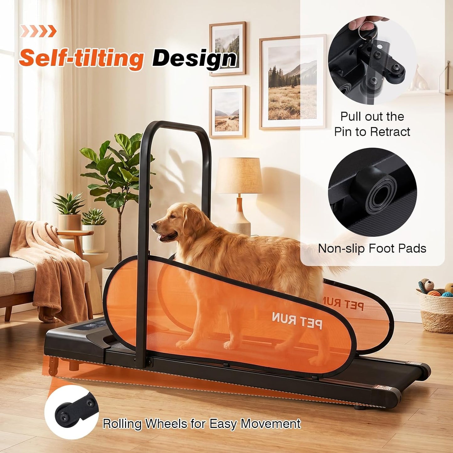 Dog Treadmill for Small & Medium Sized Dogs, 2.5 HP Low-Noise Powerful Motor, Easy-to-Monitor LED Display, Remote Control, 15 Programs, 0.6-6 Mph, Timer Function, Indoor Pet Exercise Machine