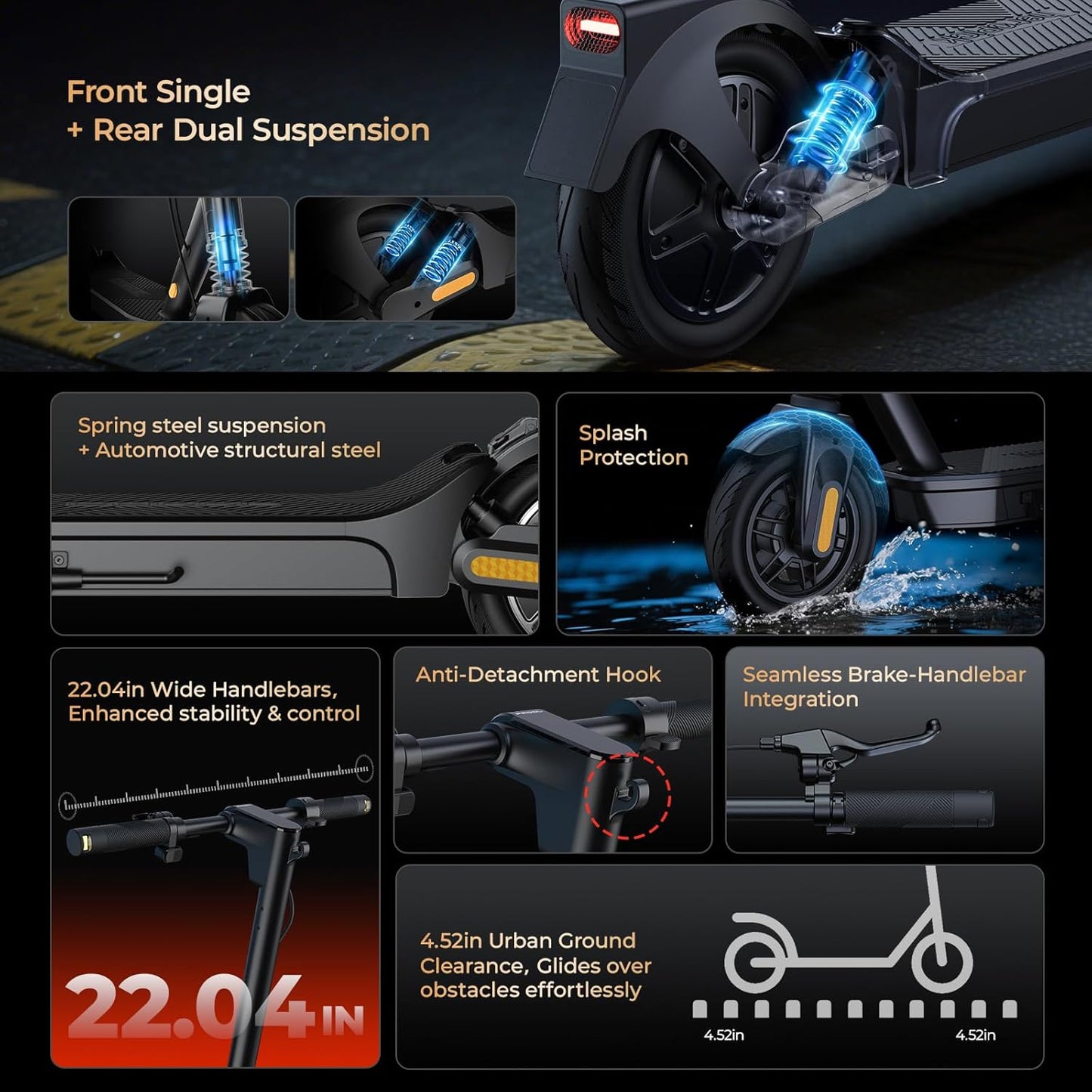 Electric Scooter for Adults 750W /1000W, 20MPH, 32/40 Miles Adult Electric Scooters with Long Range, 10" Tire Motorized Scooters, Foldable E-Scooter Commuter with App, Dual Suspension