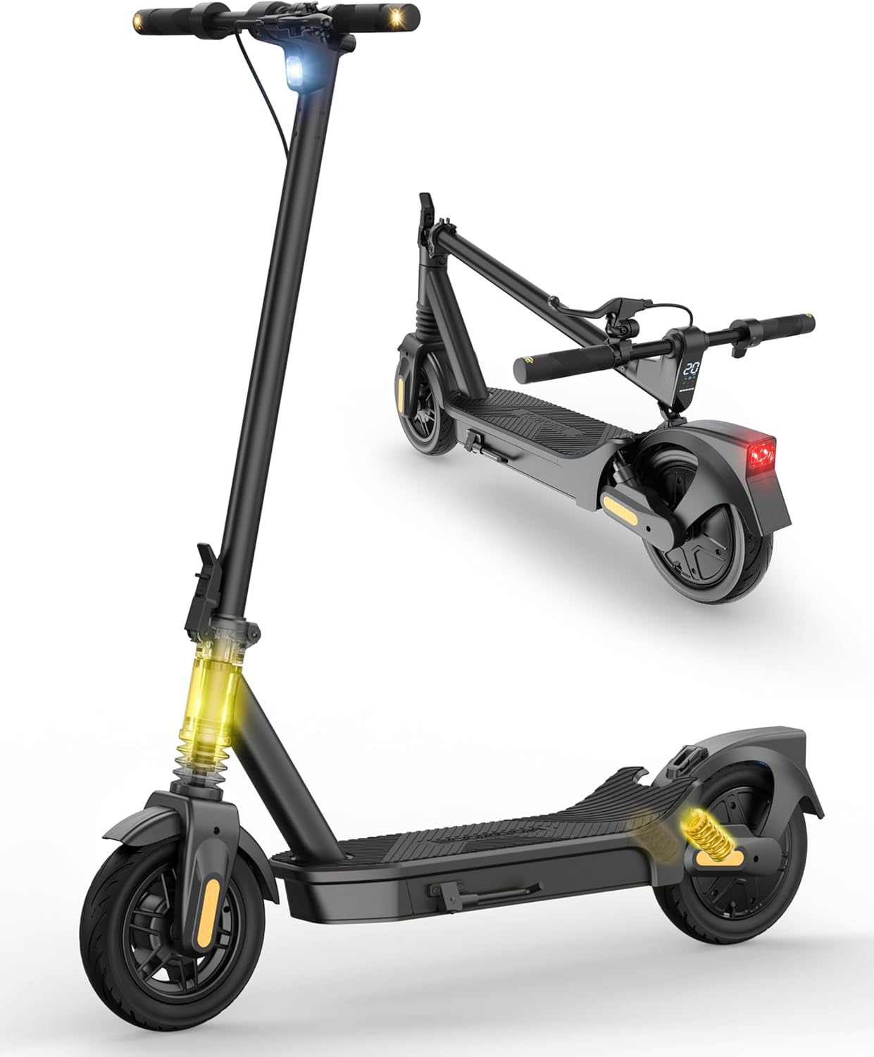 Electric Scooter for Adults 750W /1000W, 20MPH, 32/40 Miles Adult Electric Scooters with Long Range, 10" Tire Motorized Scooters, Foldable E-Scooter Commuter with App, Dual Suspension