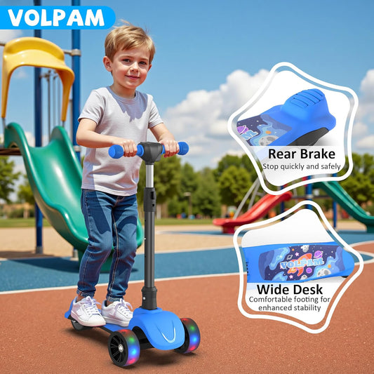 Electric Scooter, 80W Motor, 3 Levels Adjustable Handlebar, 5 Mph Safe Speed, Lighted Up Wheel, Lean-to-Steer Design, Foldable Kick Scooter Boys & Girl