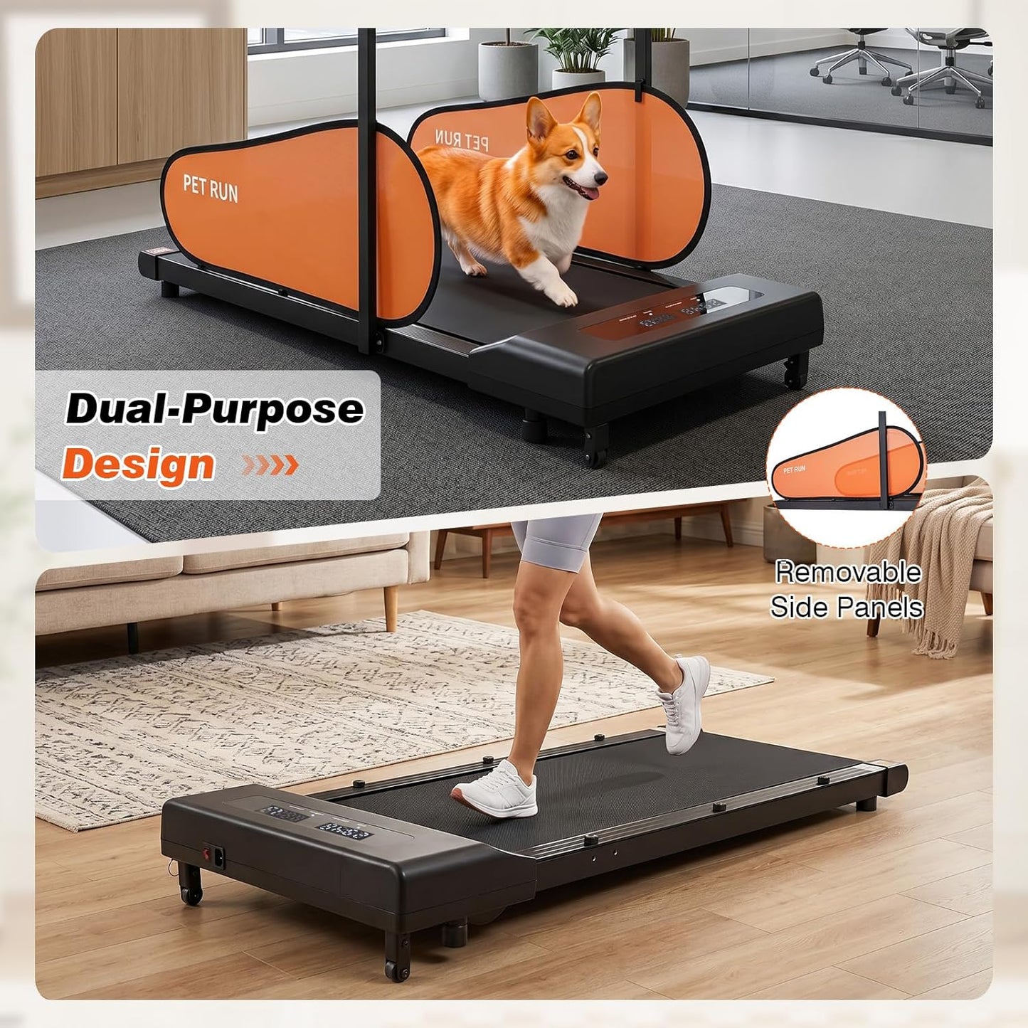 Dog Treadmill for Small & Medium Sized Dogs, 2.5 HP Low-Noise Powerful Motor, Easy-to-Monitor LED Display, Remote Control, 15 Programs, 0.6-6 Mph, Timer Function, Indoor Pet Exercise Machine